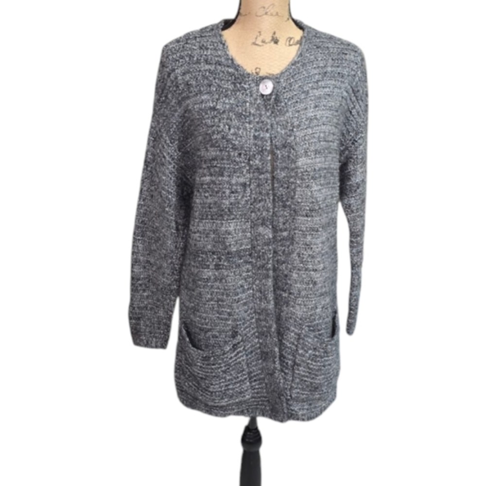 J. Jill Gray Women's Long CardiganSweater Cashmere Mohair‎ Wool Size Medium